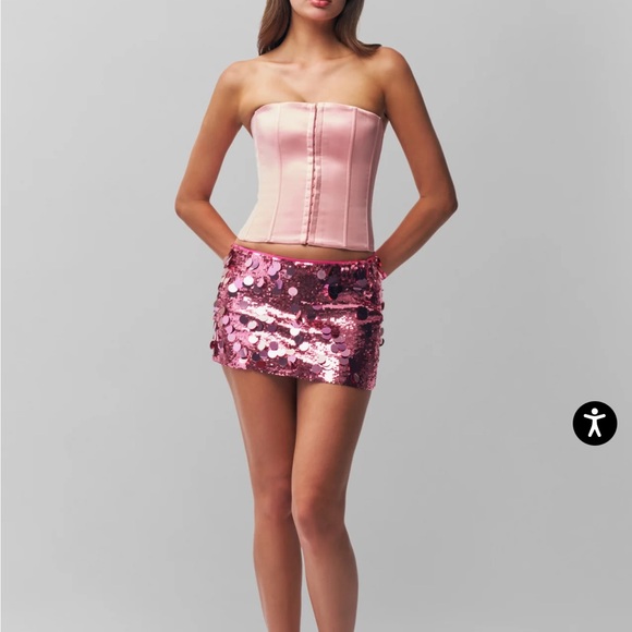 Danielle Guizio Low Rise Paillette Skirt - Pink - Picture 8 of 11